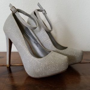 Silver sparkly heels